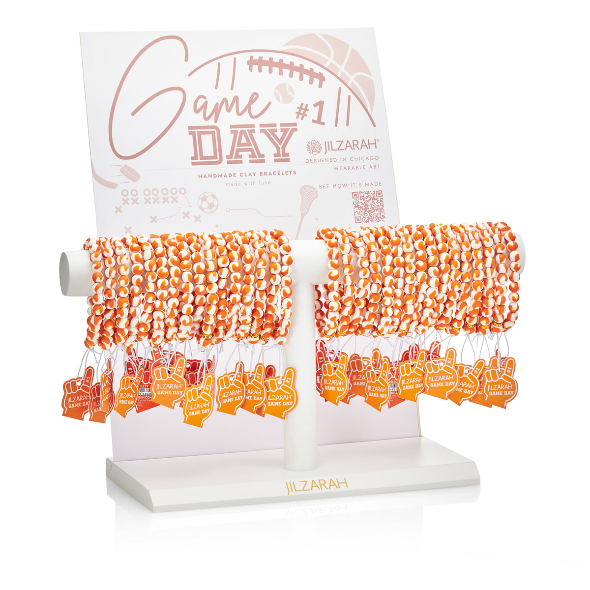 White-Burnt Orange Game Day Bracelet Collection