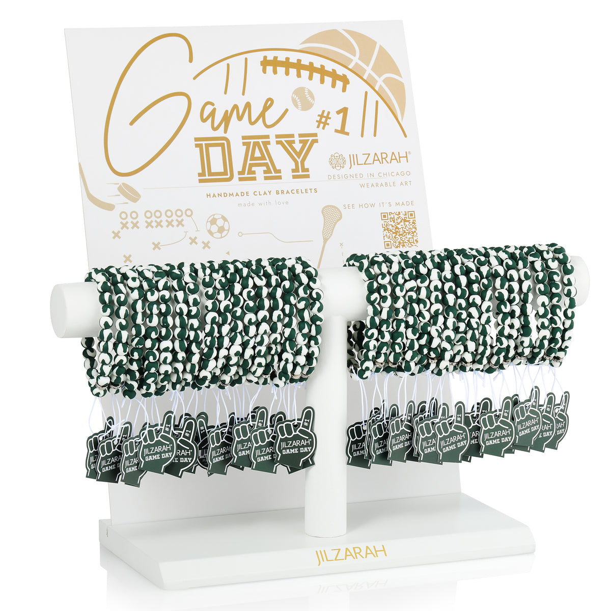 White-Green Game Day Bracelet Collection
