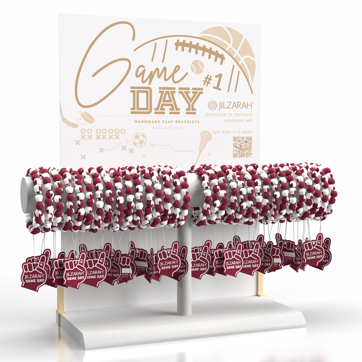 Maroon-White Game Day Bracelet Collection