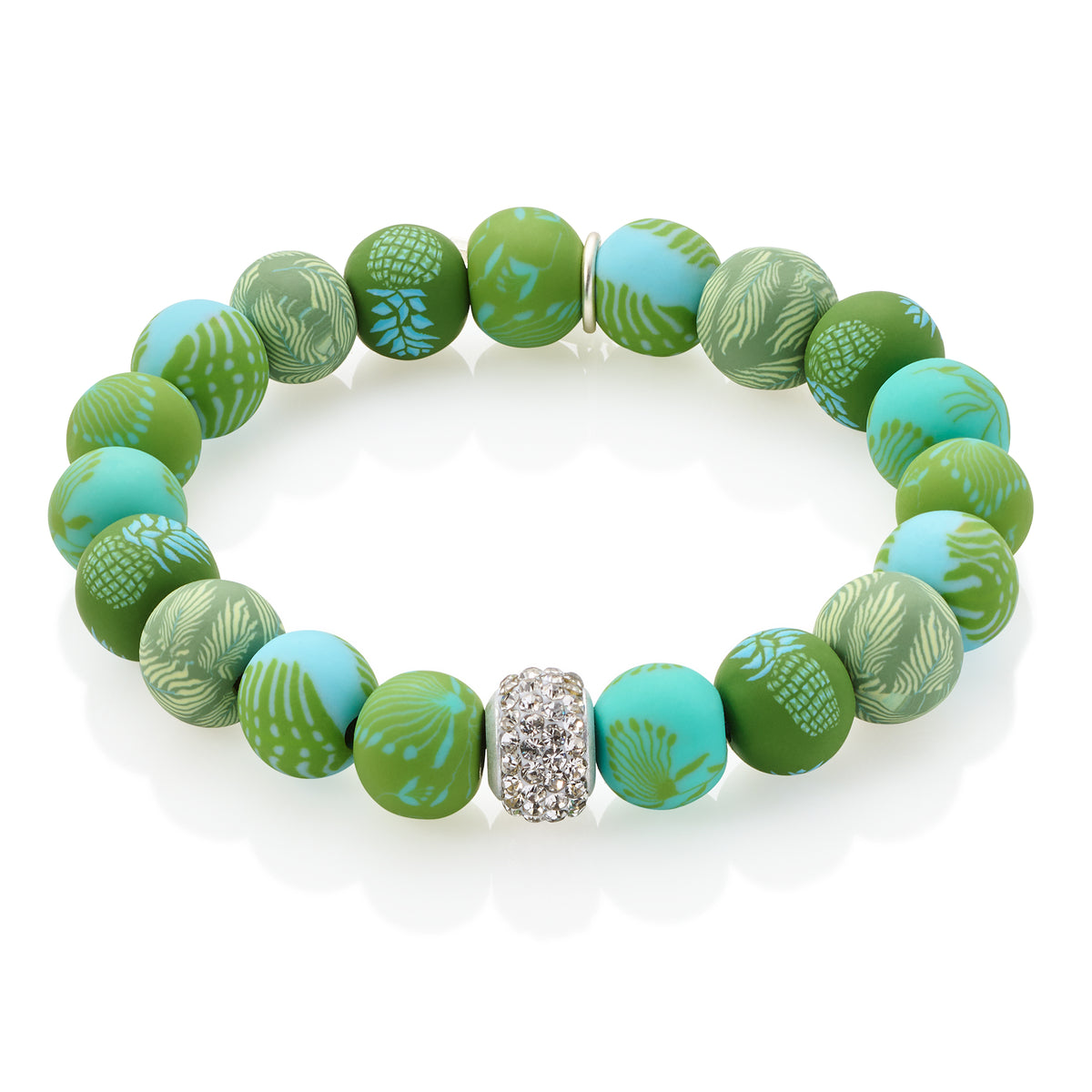 Tropical Green Crystal Stretch Bracelet