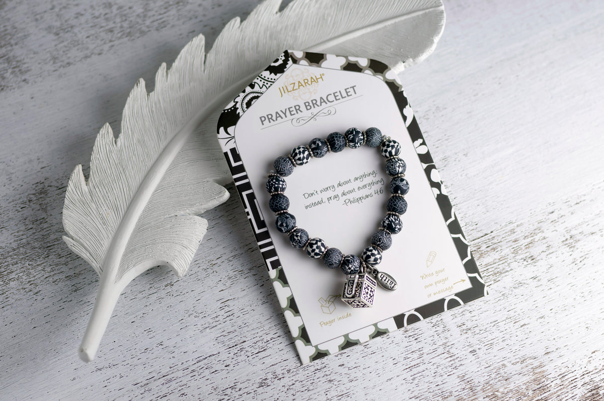 Black White Prayer Bracelet
