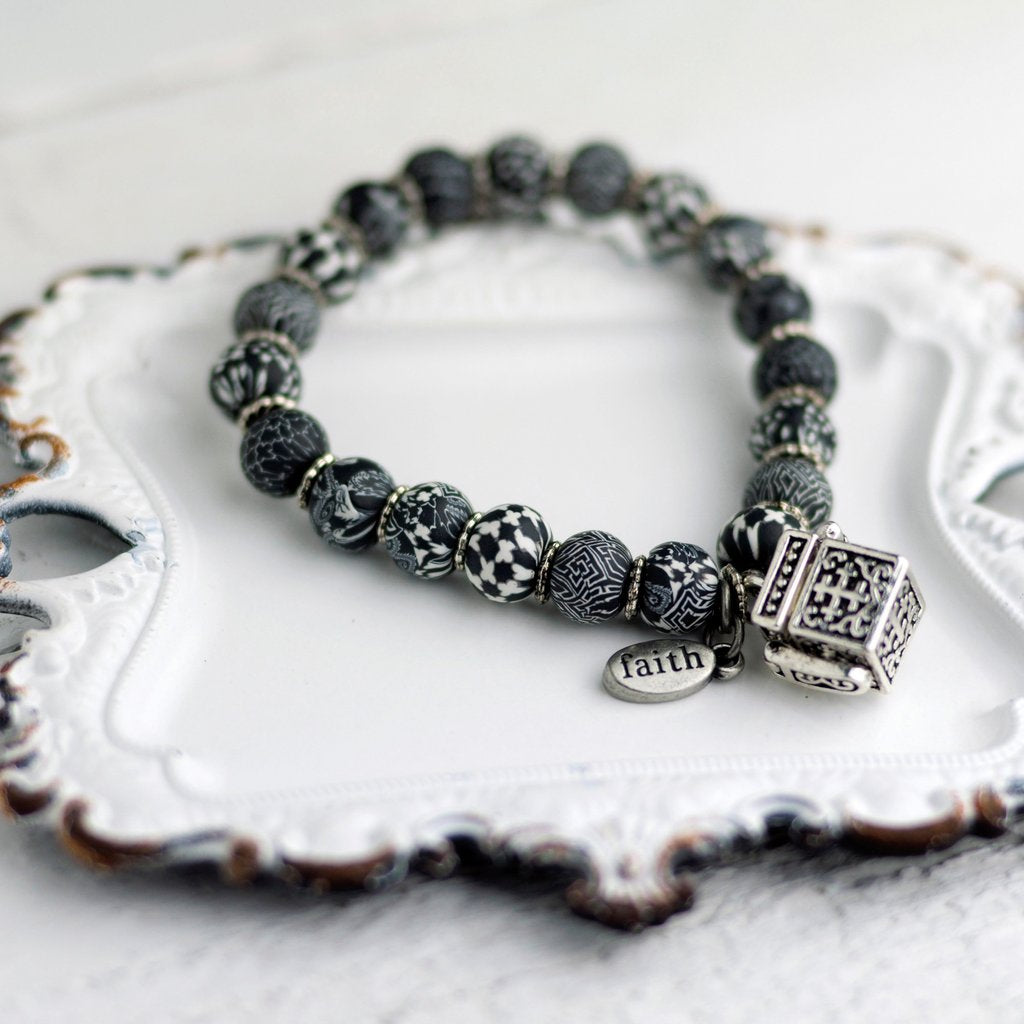Black White Prayer Bracelet