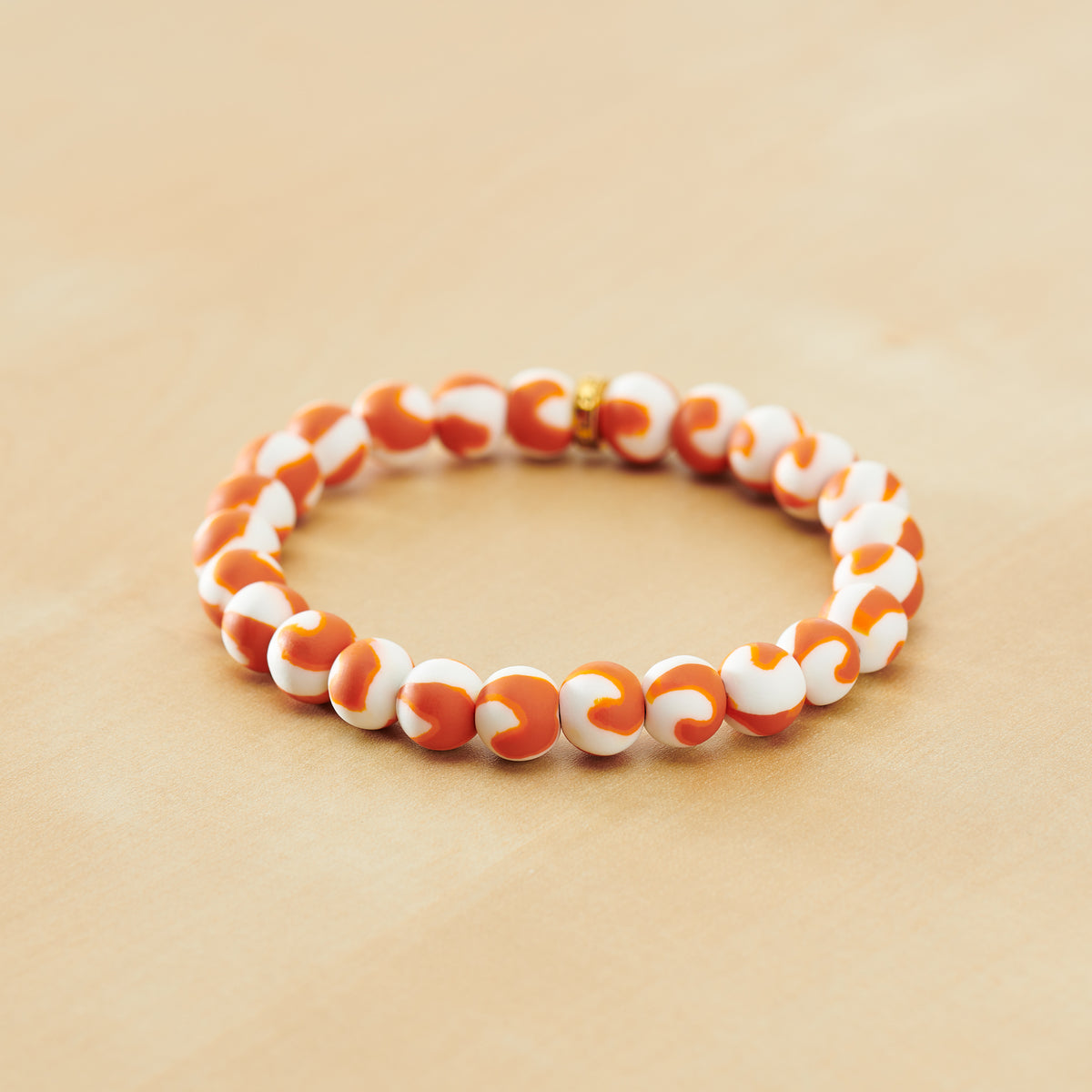 White-Burnt Orange Game Day Bracelet