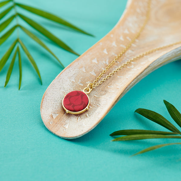 Savannah Red Reversible Medallion Necklace