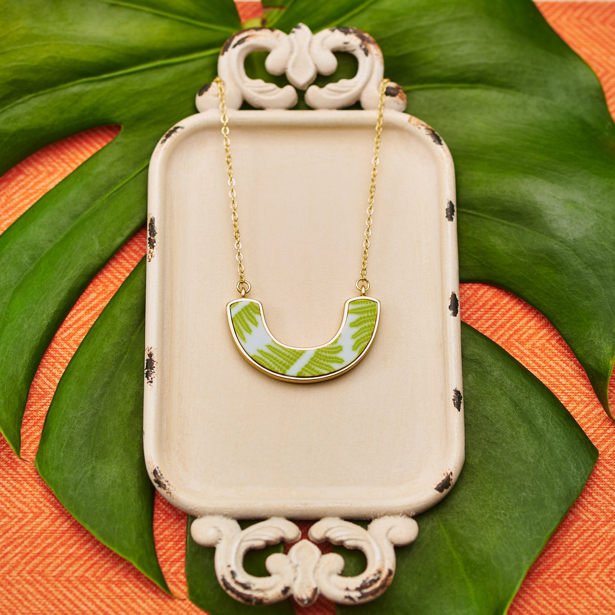 Seaside Green Reversible Cradle Necklace