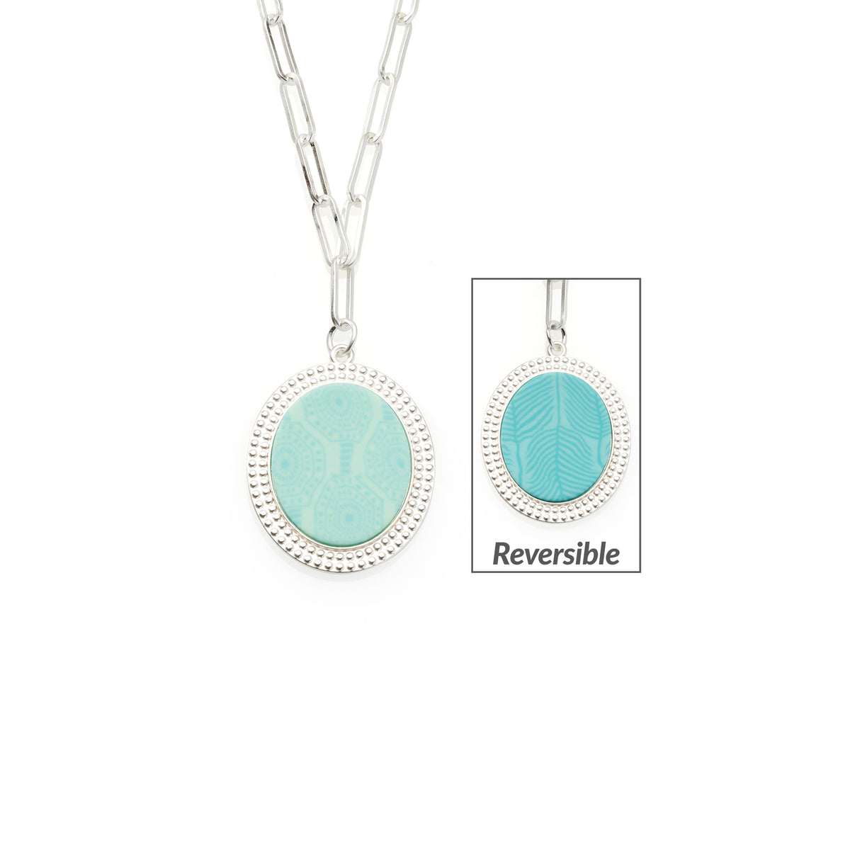 Maui Blue Reversible Link Medallion Necklace