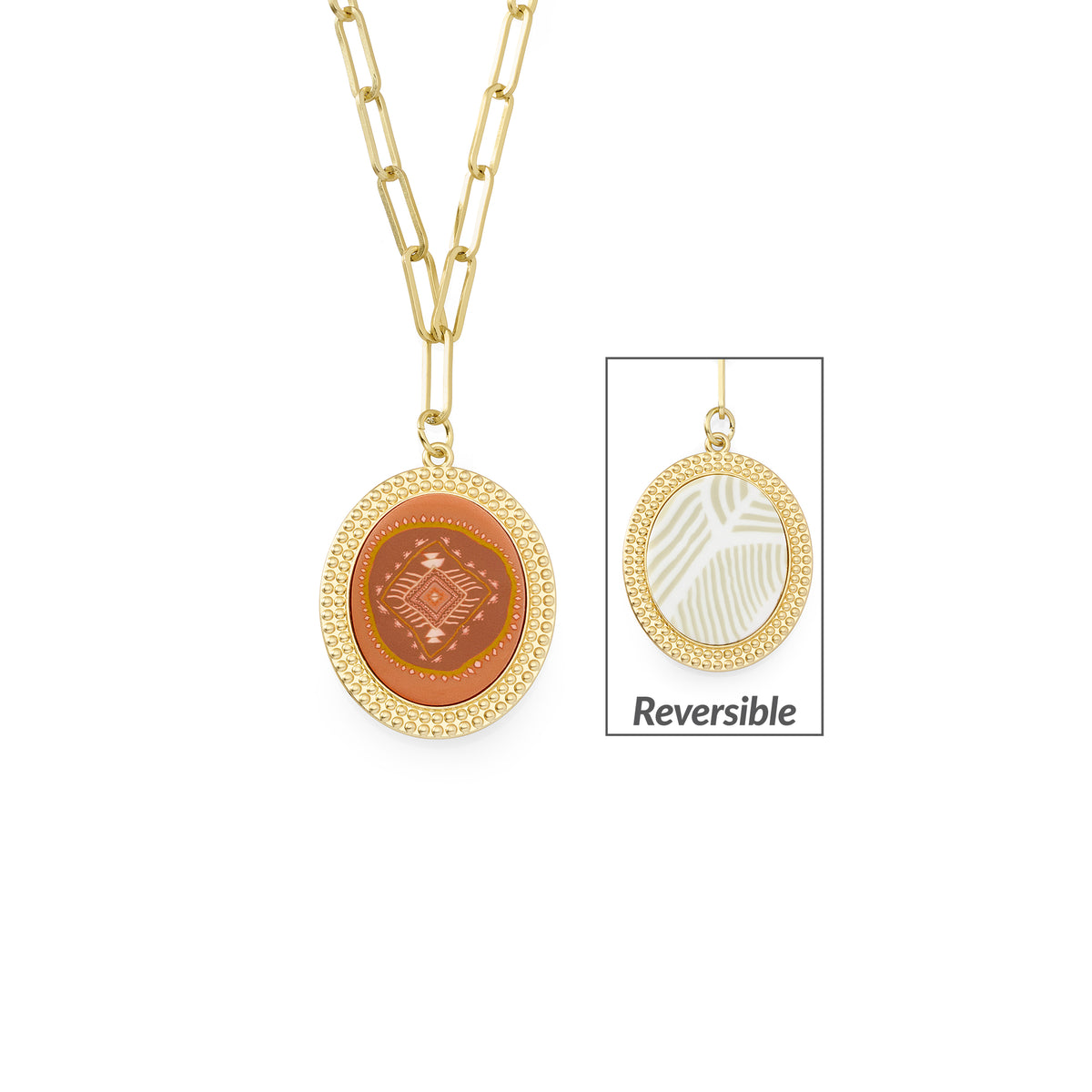 Sahara Reversible Link Medallion Necklace