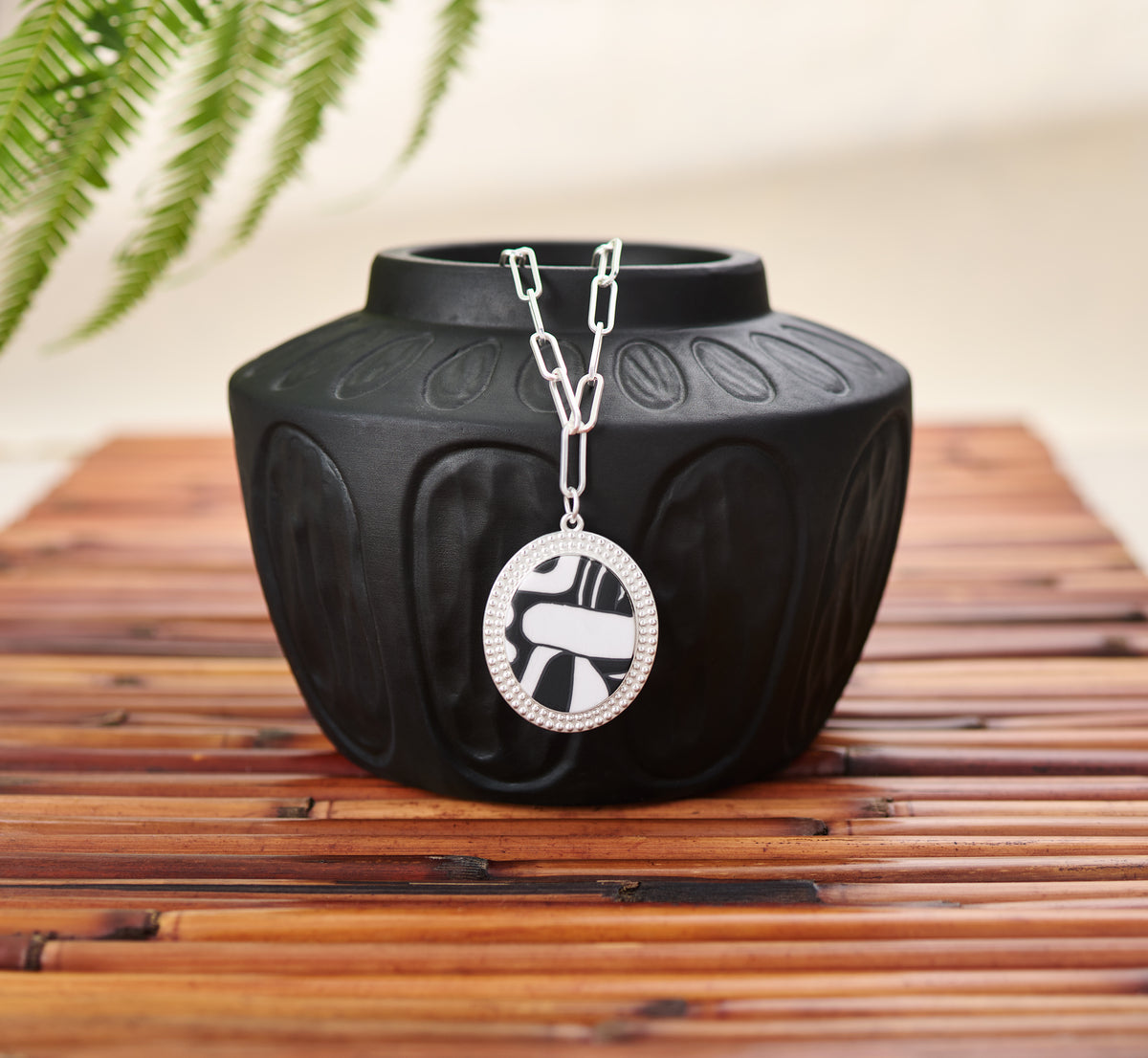 Noir Reversible Link Medallion Necklace