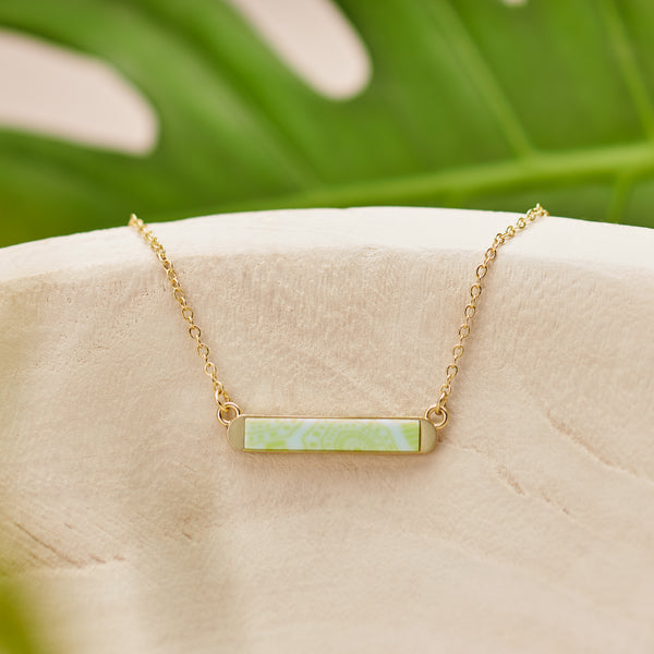 Seaside Green Reversible Mini Bar Necklace