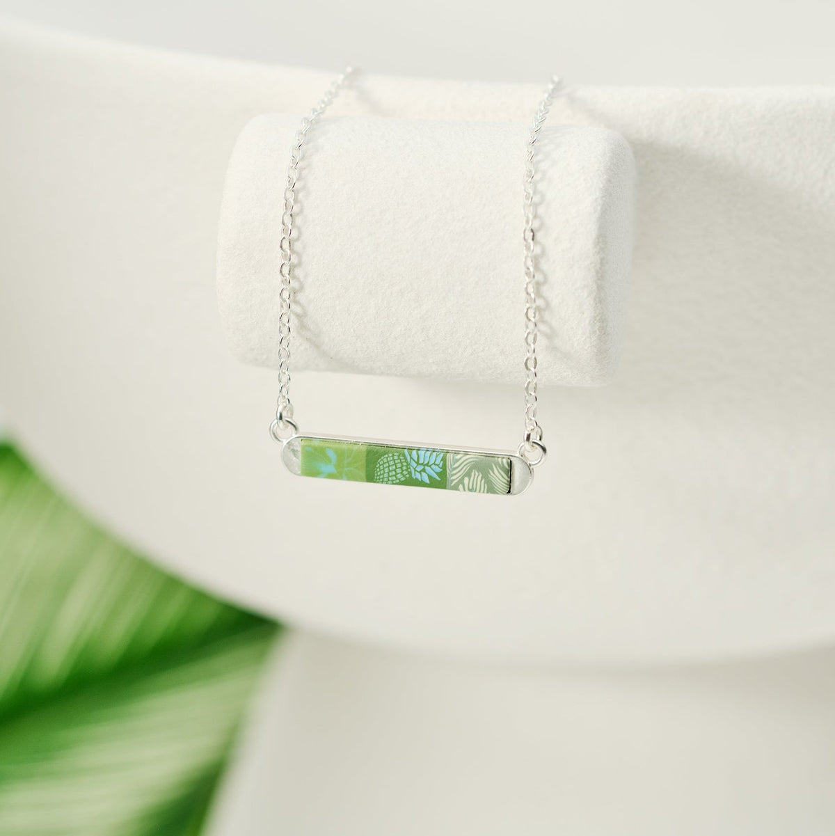 Tropical Green Reversible Mini Bar Necklace