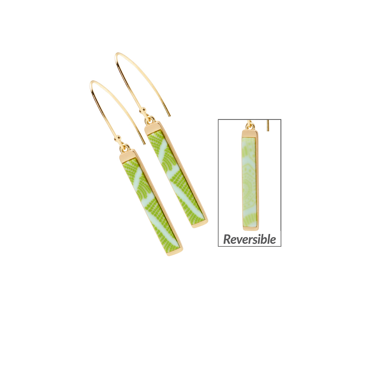Seaside Green Reversible Mini Bar Earrings