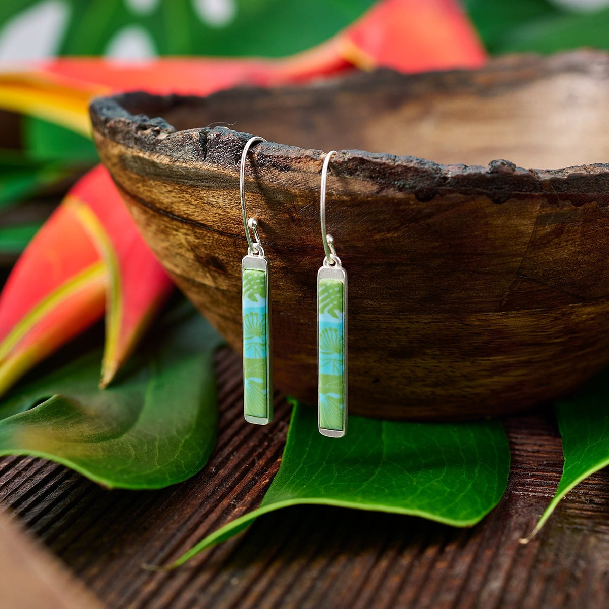 Tropical Green Reversible Mini Bar Earrings