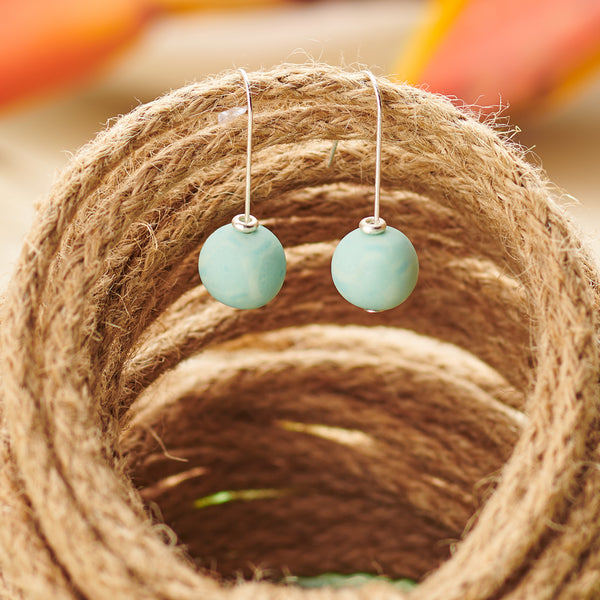 Maui Blue 12mm Single Bead Earrings
