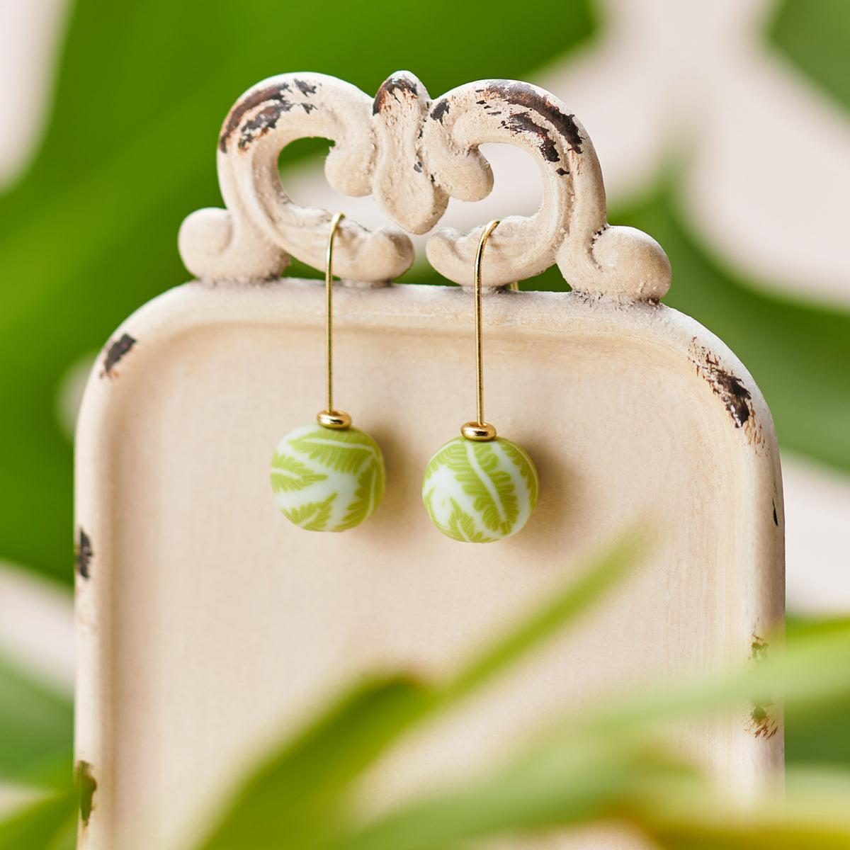 Seaside Green 12mm Single Bead Earrings