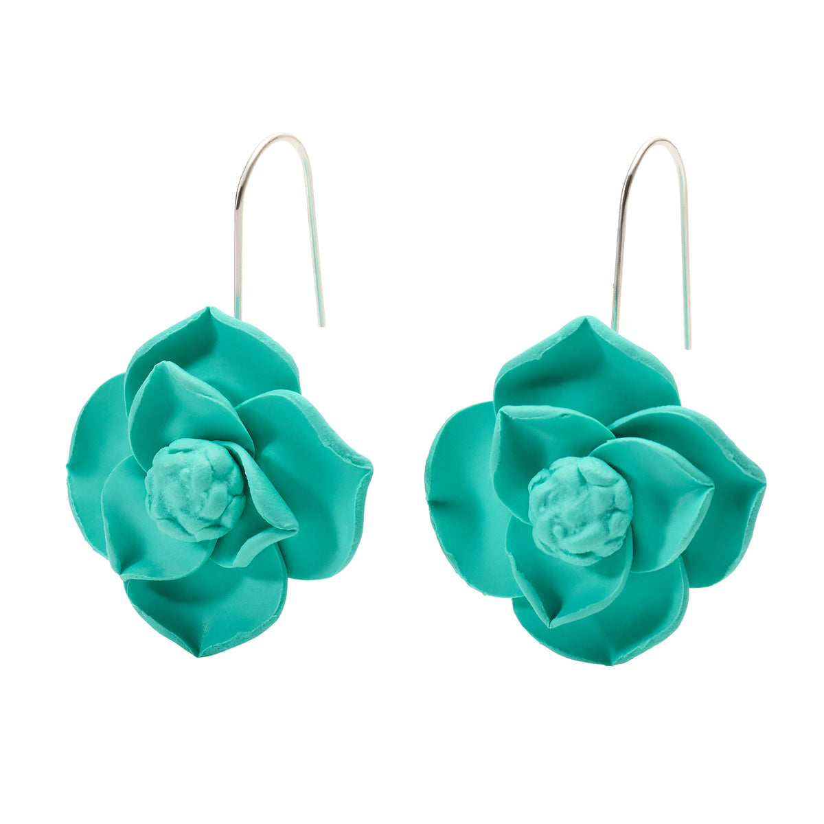 Tropical Green Clay Flower Earrings