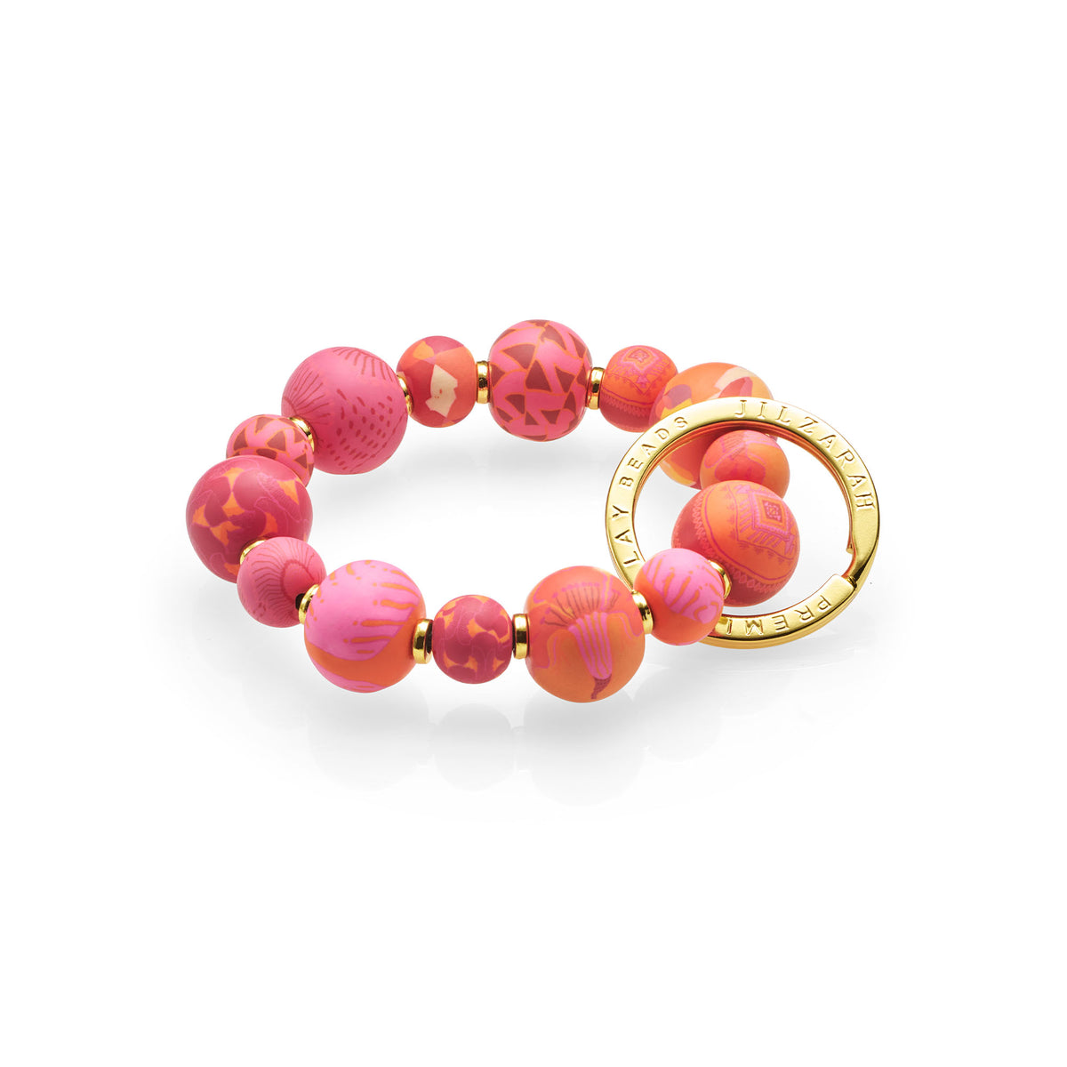 Spanish Red Small Bead Wrist Keychain